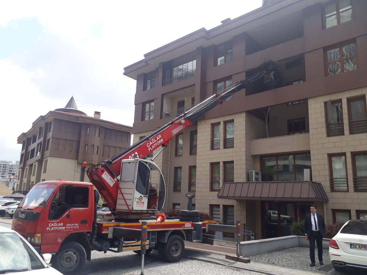 Güngören sepetli vinç dış cephe erişimi